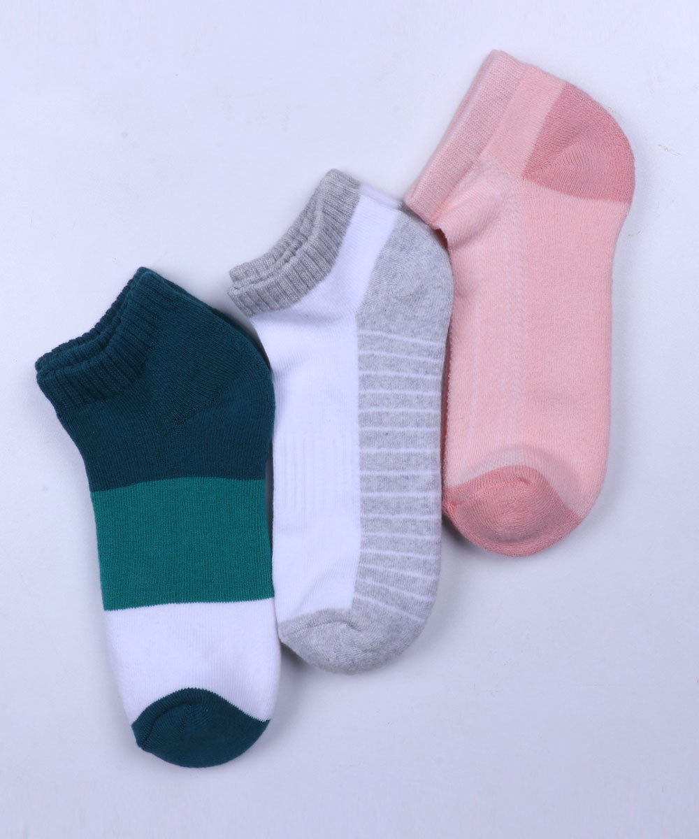 3pk Colored Contrast Design Socks