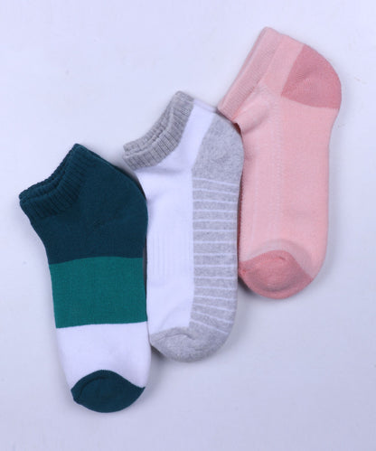 3pk Colored Contrast Design Socks