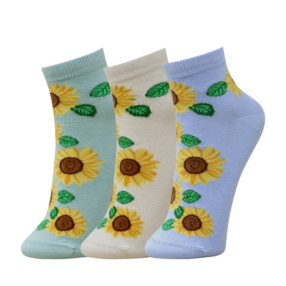 3 Pk Women’s Sunflower Print  Socks
