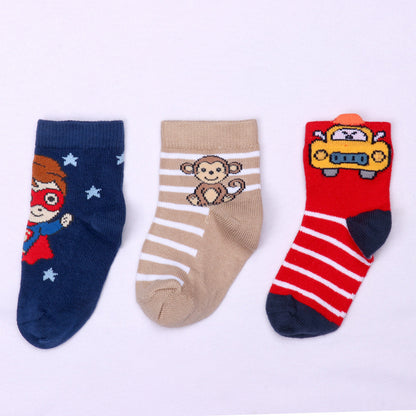 3 Pk Boys Fun Cartoon Socks – Superhero & Animal Design