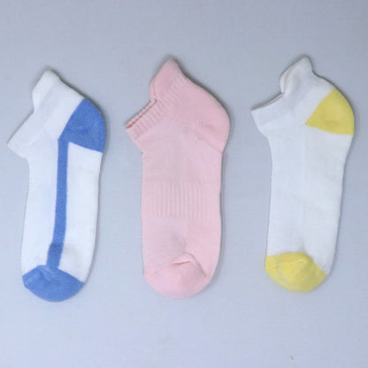 3 Pk Kids Solid Ankle Socks With Contrast Heel & Toe – Soft, Comfortable Everyday Socks
