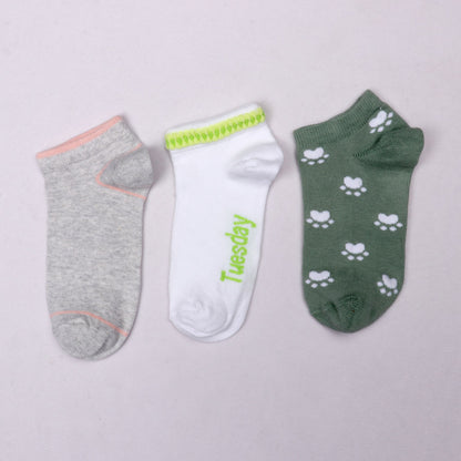 3 Pk Ladies Mix Design Print Socks
