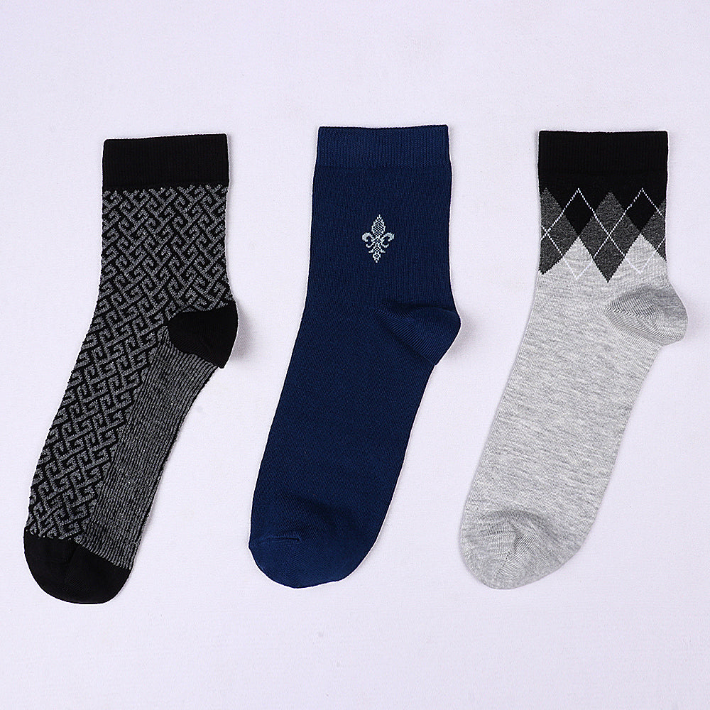 3 Pk Men's Geometric & Vintage Casual Socks