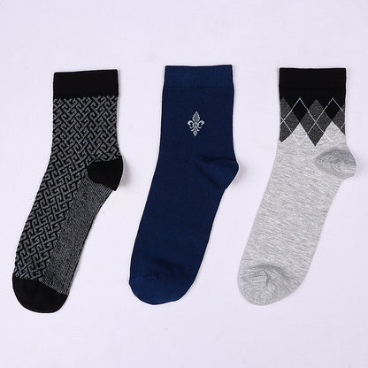 3 Pk Men's Geometric & Vintage Casual Socks