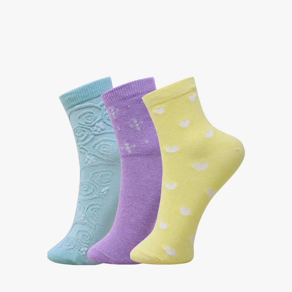 3 Pk Ladies Premium Cotton Blend Crew Socks