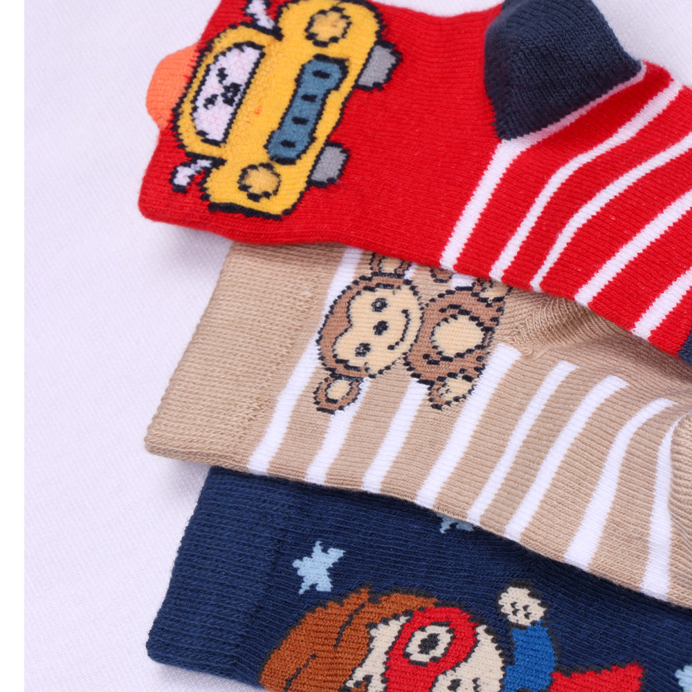 3 Pk Boys Fun Cartoon Socks – Superhero & Animal Design
