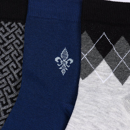 3 Pk Men's Geometric & Vintage Casual Socks