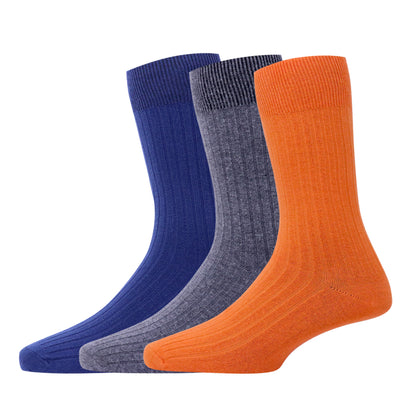 3pk Basic Plain Rib Socks