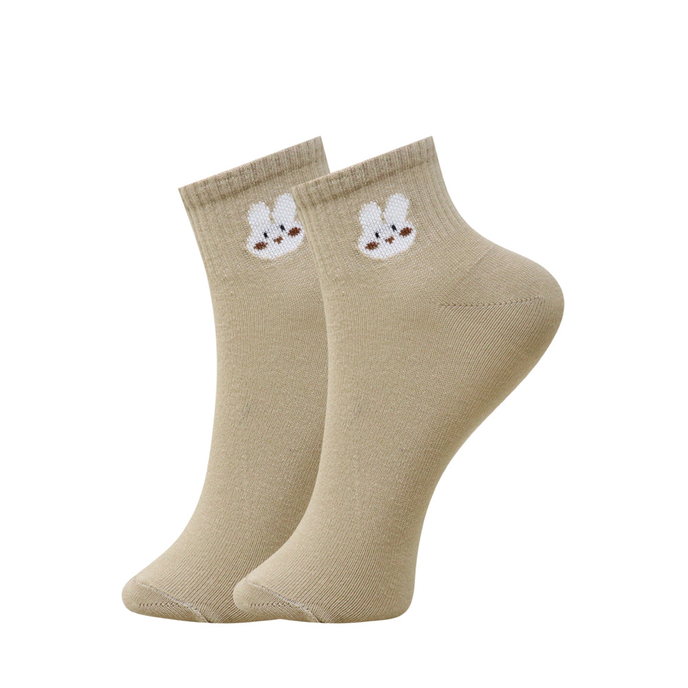 3 Pk Kids Bunny Design Ankle Length Cotton Blend Socks