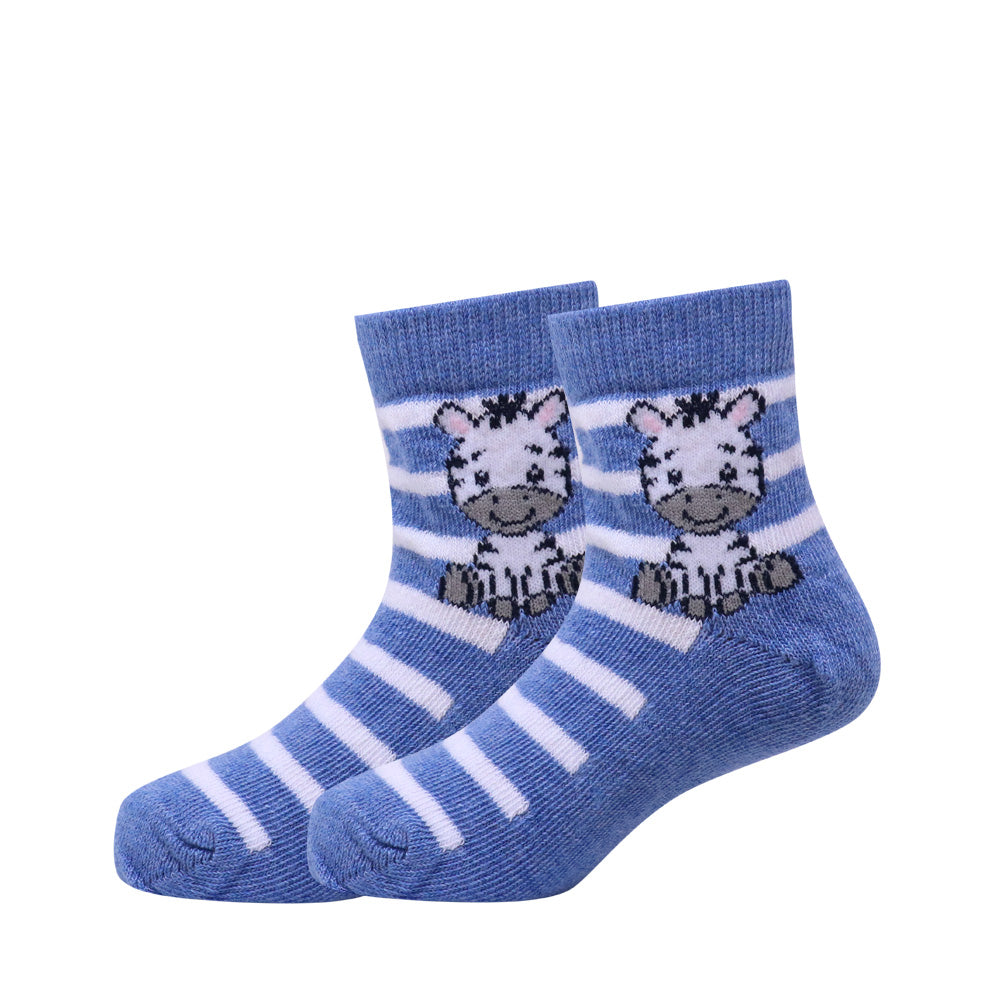 3 Pk Cute Kids Cartoon Socks Set – Zebra, Bus & Hero  Design