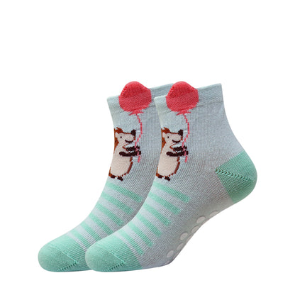3 Pk Kids Cute Cartoon Crew Socks Antiskid Socks