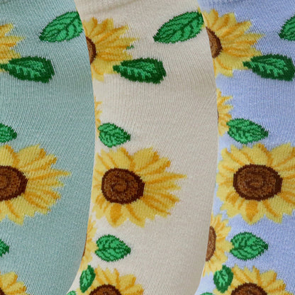 3 Pk Women’s Sunflower Print  Socks