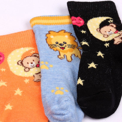 3 Pk Kids Multicolour Character Puppy & Bear Socks