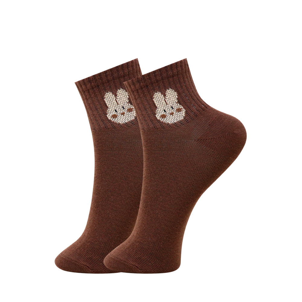 3 Pk Kids Bunny Design Ankle Length Cotton Blend Socks