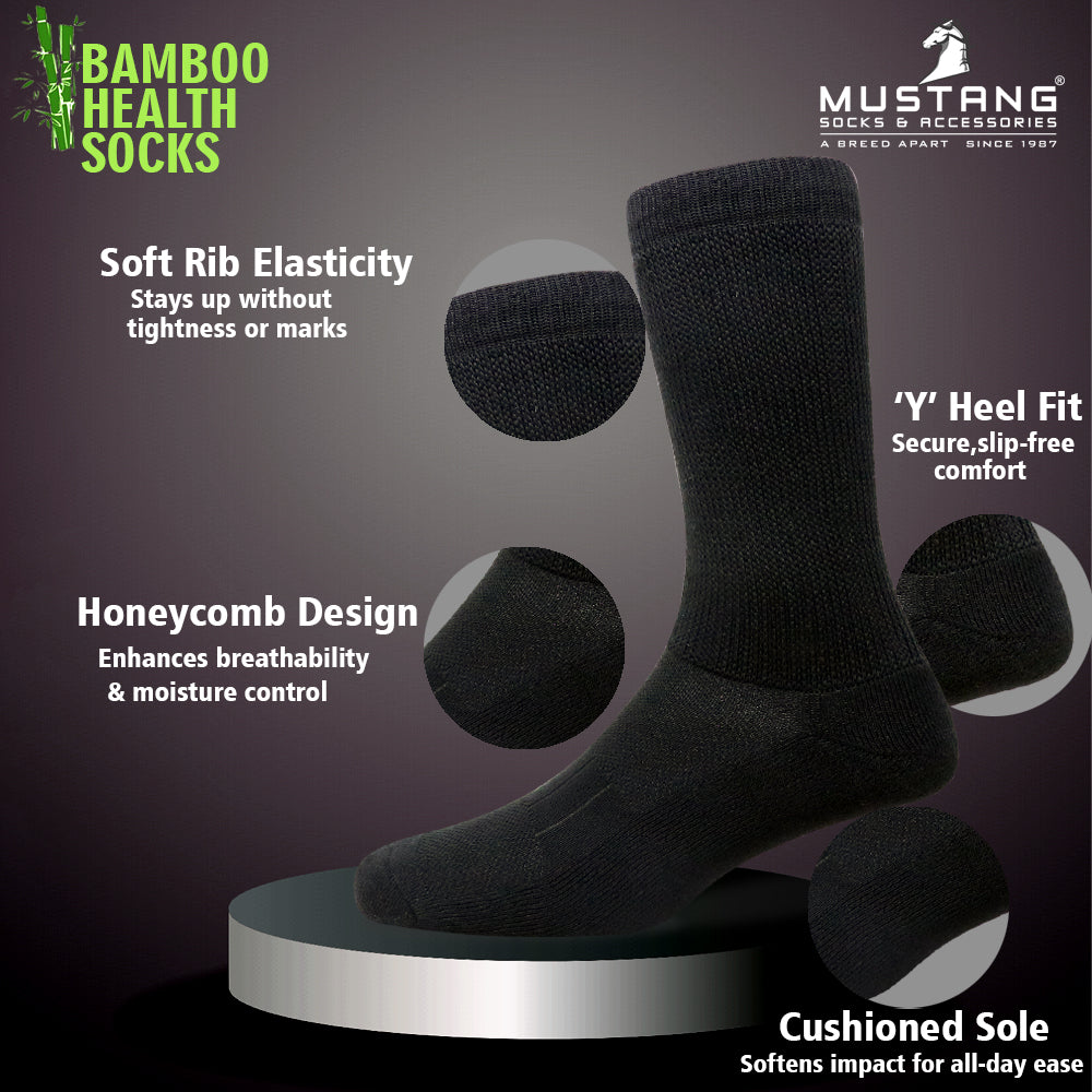 1 Pk Men’s Bamboo Health Crew Length Socks
