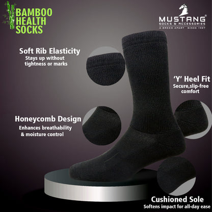 1 Pk Men’s Bamboo Health Crew Length Socks