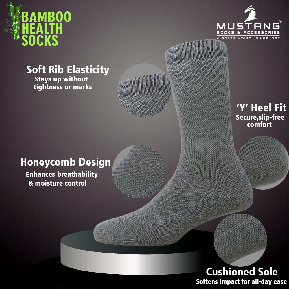1 Pk Men’s Bamboo Health Crew Length Socks