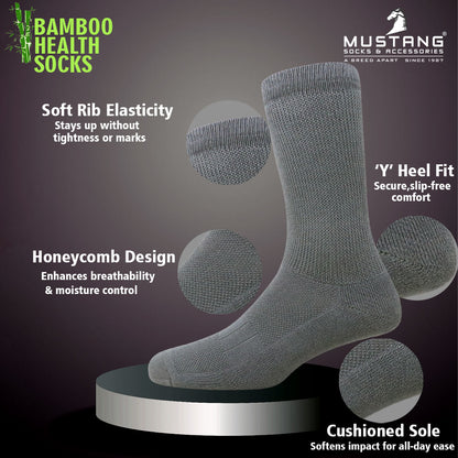 1 Pk Men’s Bamboo Health Crew Length Socks