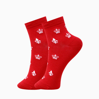 5 Pk Women’s Stylish Crown Pattern Crew Socks – Multicolour Cotton Blend