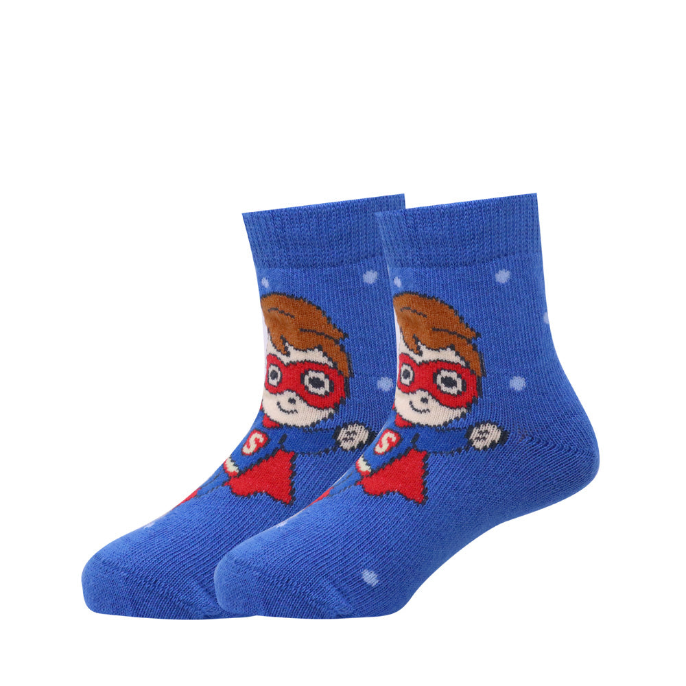 3 Pk Cute Kids Cartoon Socks Set – Zebra, Bus & Hero  Design