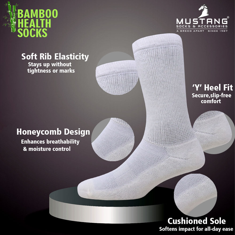 1 Pk Men’s Bamboo Health Crew Length Socks