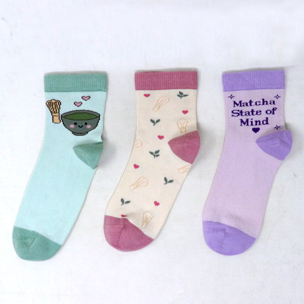 3 Pk Girls Cute Printed Crew Socks – Fun Graphic Design, Soft & Comfortable Everyday Socks