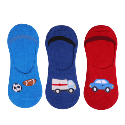 3 Pk Kids Vehicle & Sports No Show Socks – Soft Cotton Low Cut Socks