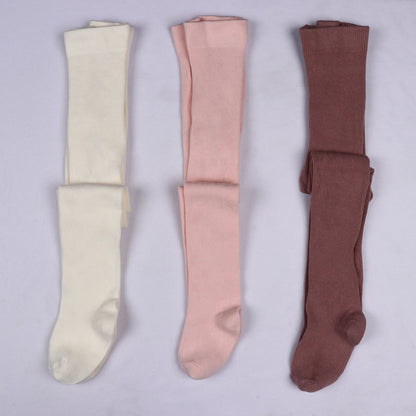 3 Pk Girls' Premium Cotton Solid Color Tights Combo Pack