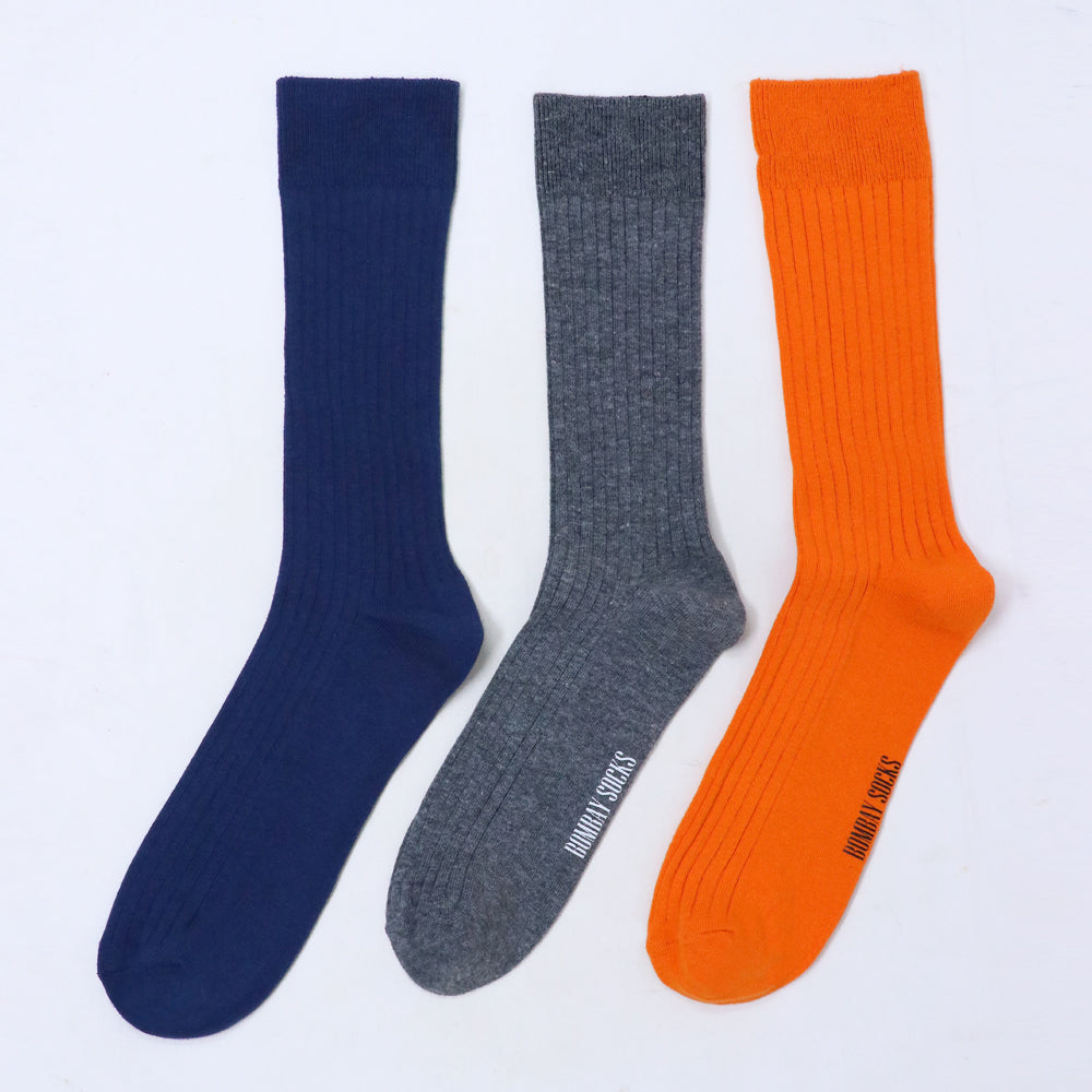 3pk Basic Plain Rib Socks