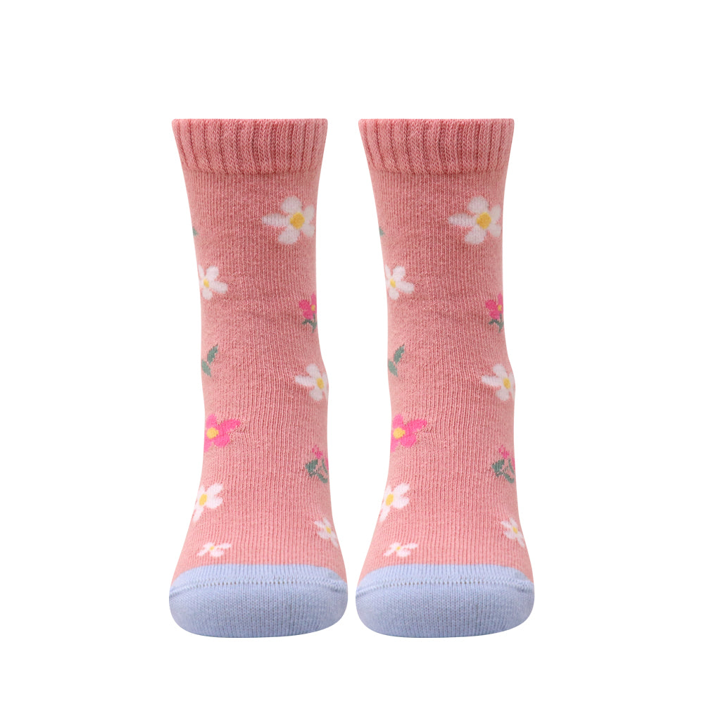 3 Pk Girls’ Floral & Animal Print Crew Socks