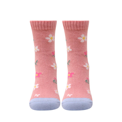 3 Pk Girls’ Floral & Animal Print Crew Socks
