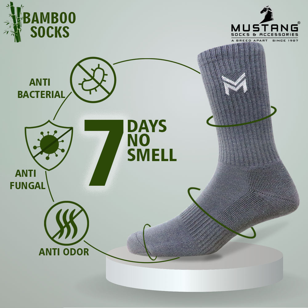 1 Pk Men’s Bamboo Basic Colour With Logo Socks