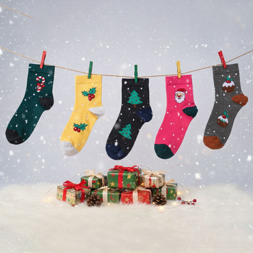 5 Pk Women’s Festive Socks - Christmas Edition