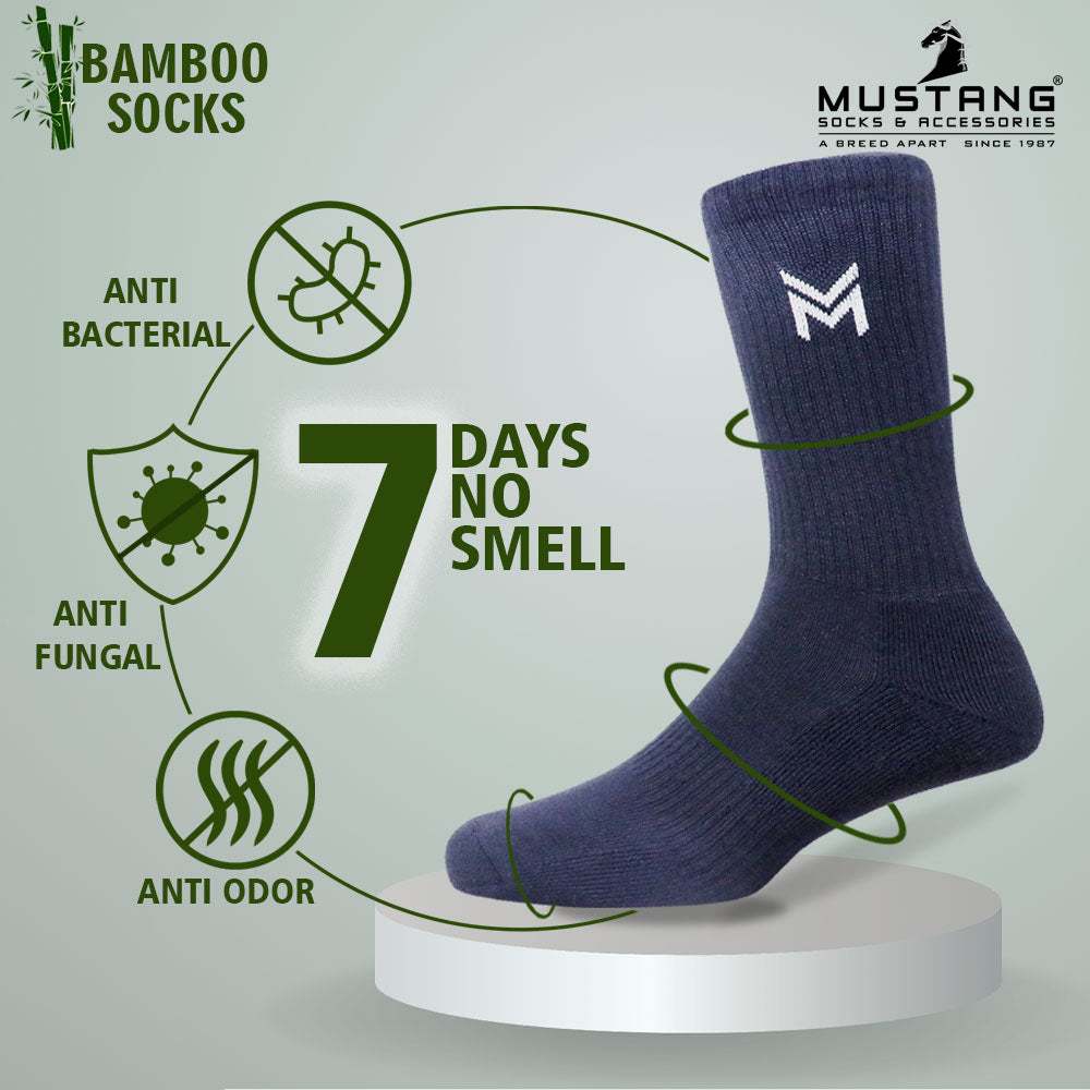 1 Pk Men’s Bamboo Basic Colour With Logo Socks