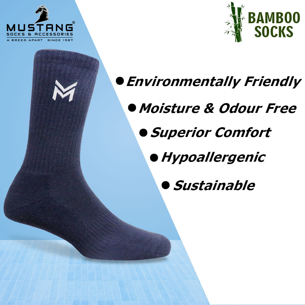 1 Pk Men’s Bamboo Basic Colour With Logo Socks