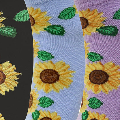3 Pk Women’s Sunflower Print  Socks