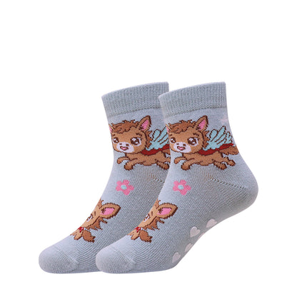 3 Pk Kids Cartoon Anti-Slip Crew Socks