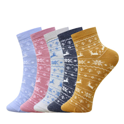 5 Pk Women's Nordic Reindeer & Snowflake Winter