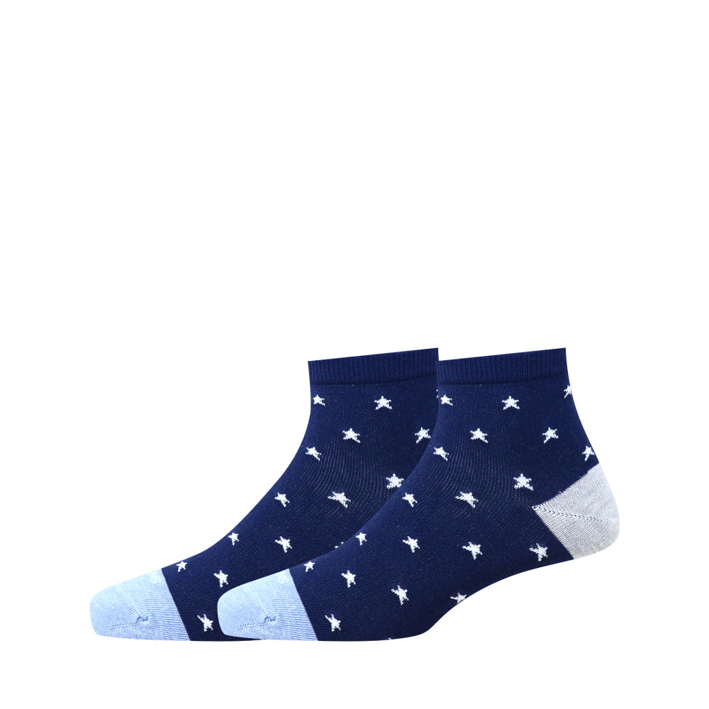 3 Pk Mustang Kids Ankle Socks – Star & Polka Dot Pattern