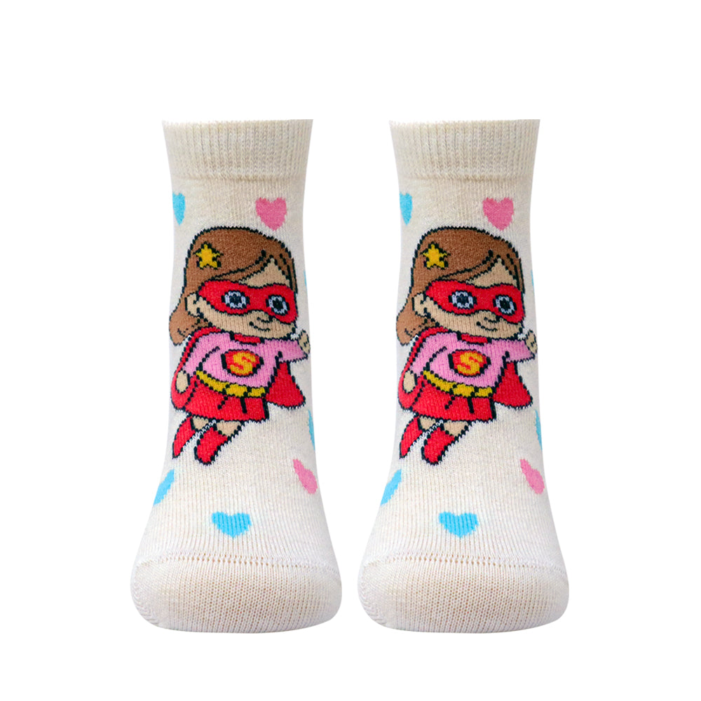 3 Pk Girls’ Cute Cartoon Character Printed Crew-Length Socks