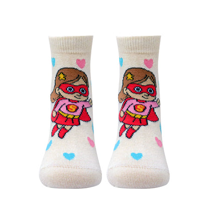 3 Pk Girls’ Cute Cartoon Character Printed Crew-Length Socks