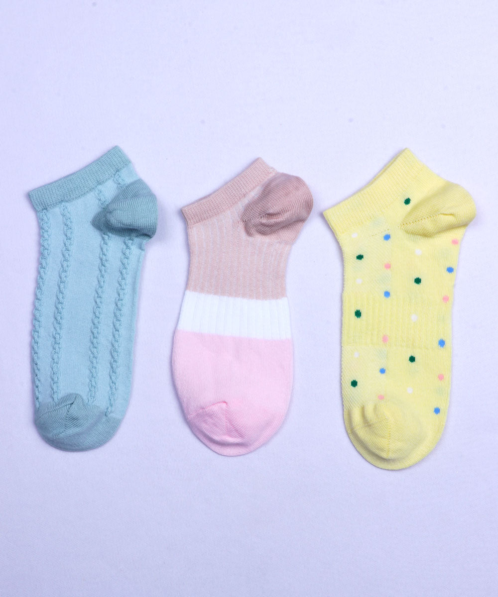 3pk Low Ankle Combo Socks