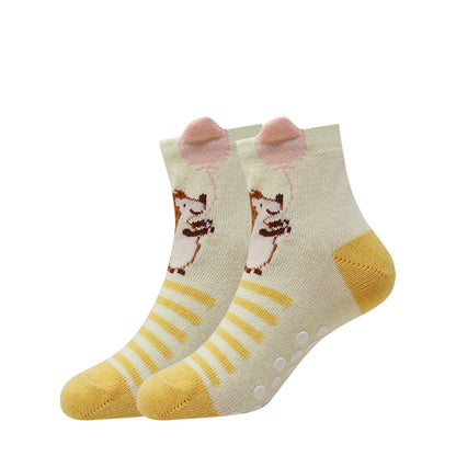 3 Pk Kids Cartoon Anti-Slip Crew Socks