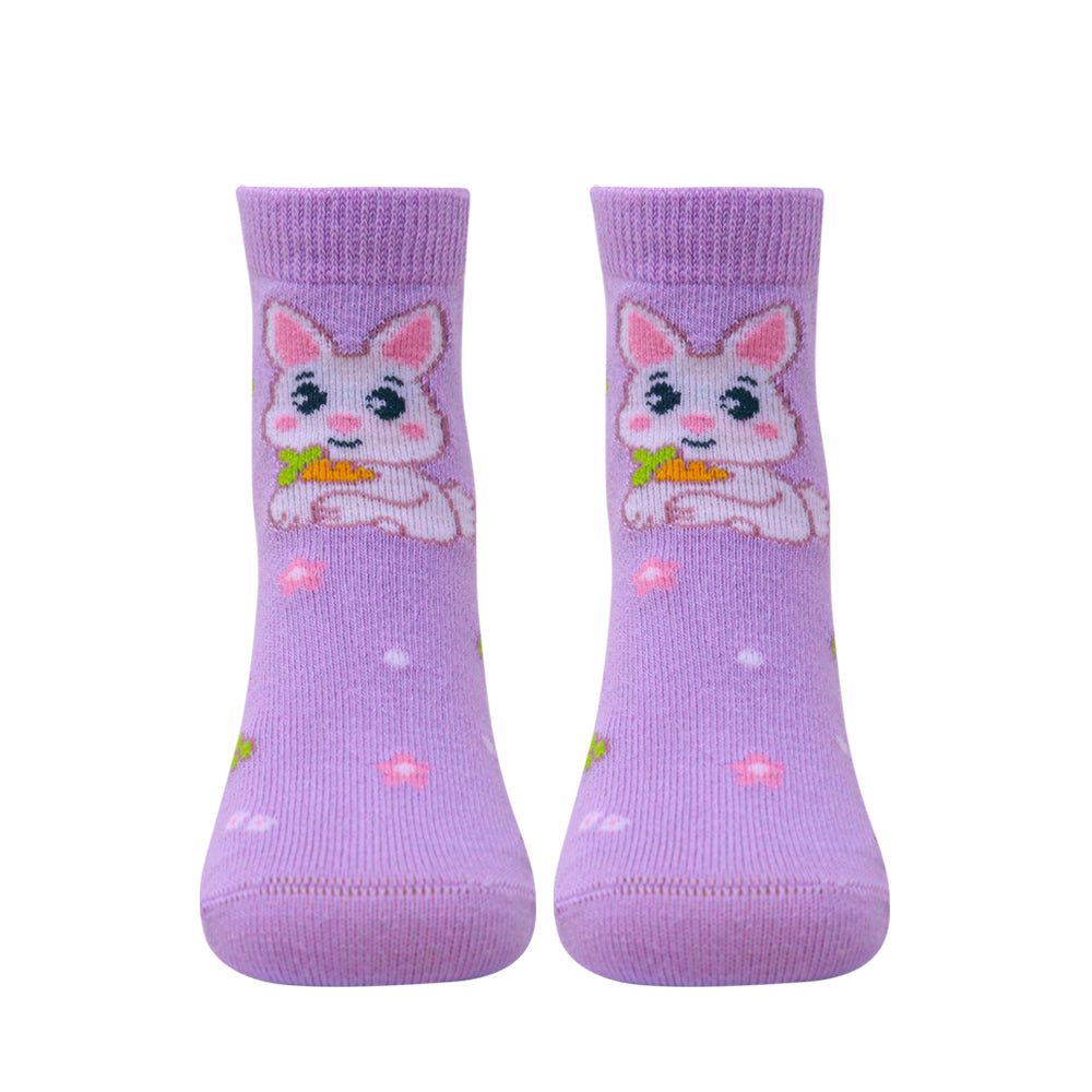 3 Pk Girls’ Cute Cartoon Character Printed Crew-Length Socks