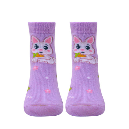 3 Pk Girls’ Cute Cartoon Character Printed Crew-Length Socks