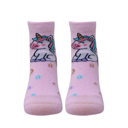3 Pk Girls’ Cute Cartoon Character Printed Crew-Length Socks