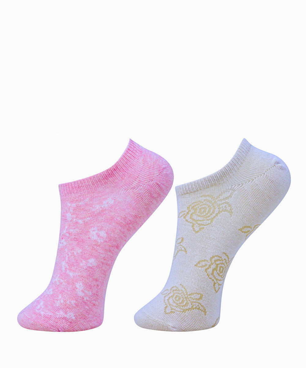 2pk Self Design Floral Print Socks