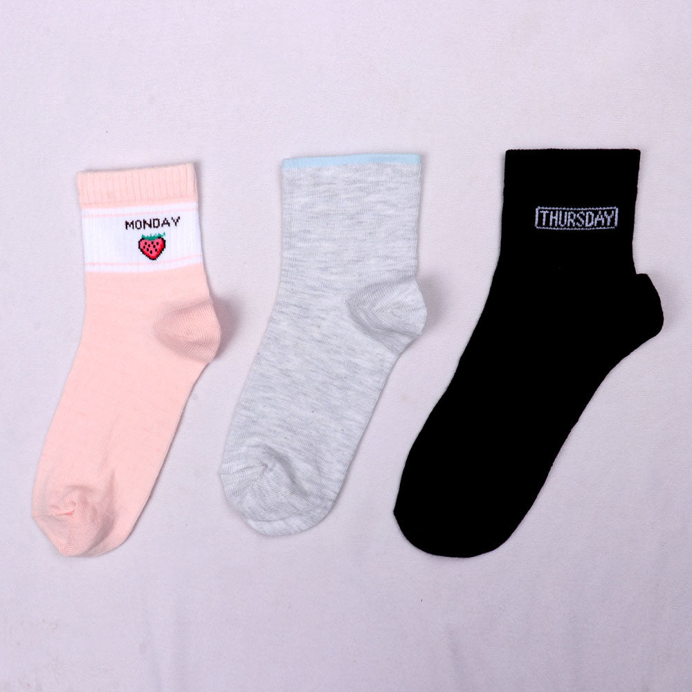 3 Pk Ladies Weekday Design Socks