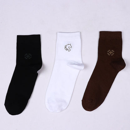3 Pk Men's Minimal Embroidered Design Socks