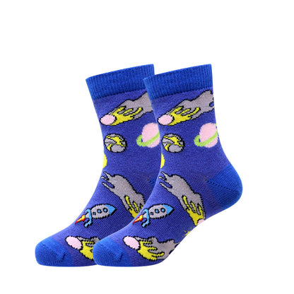 3 Pk Kids Fun Cartoon Socks – Dinosaur & Animal Design Crew Socks